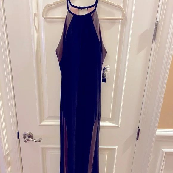 Nw Nightway Dress | Open Back Illusion Halter Gown Dress | Black/Nude | 8p | Color: Black | Size: 8p | Phanib's Closet